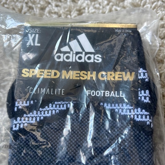 NWT adidas Speed Mesh Team Crew Black/White Climalite 1-Pair Size XL (12-16) - Picture 3 of 6
